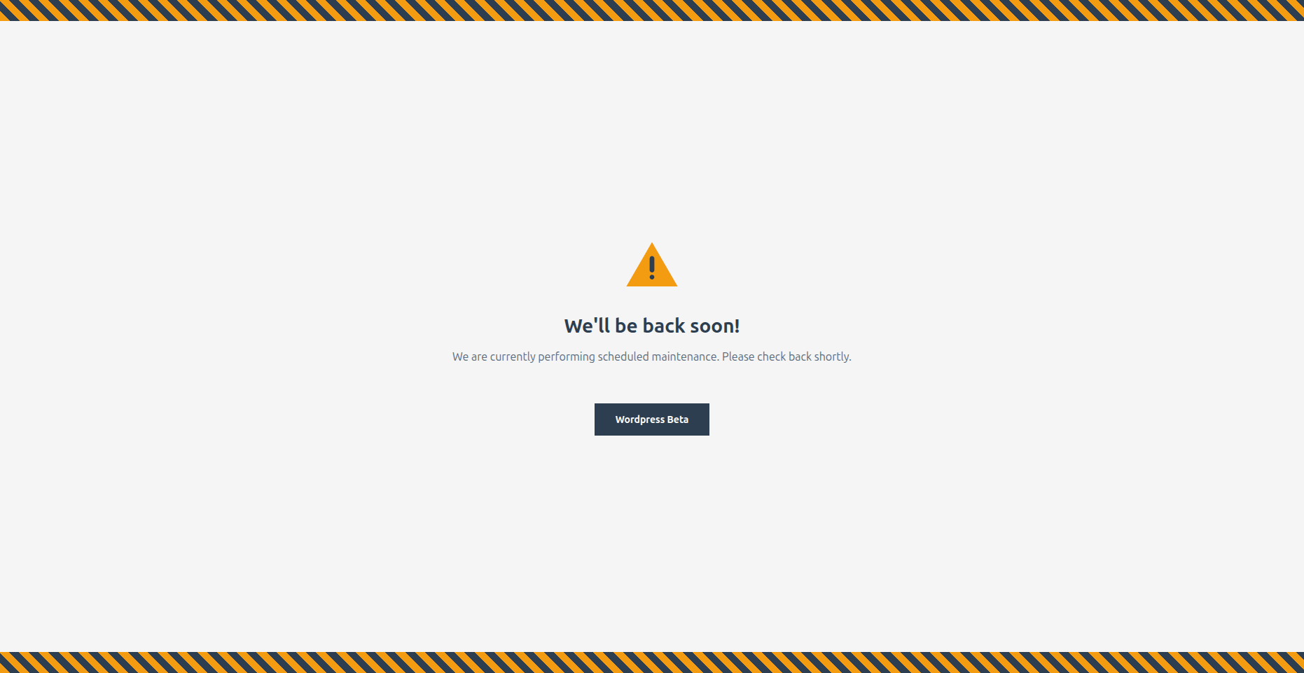 Construction Template - Warning style maintenance page with diagonal stripes