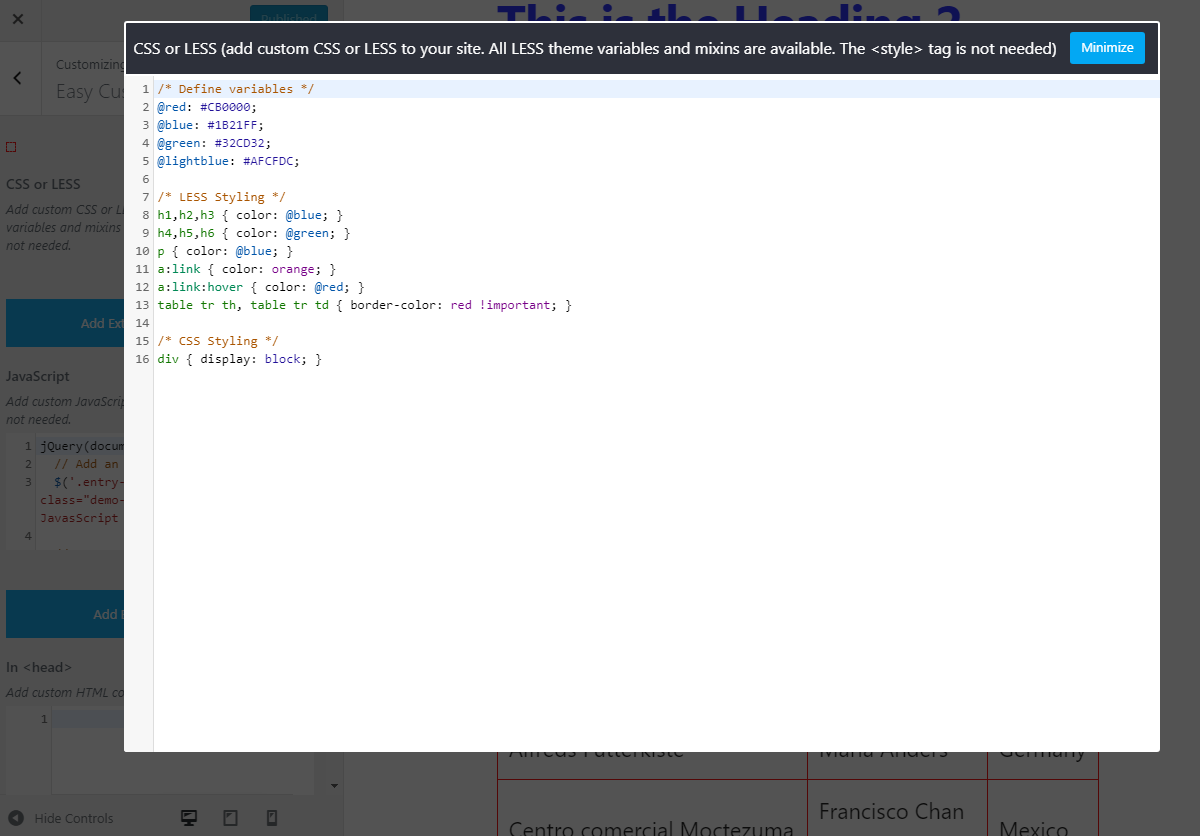 View and edit minified CSS for optimal performance.