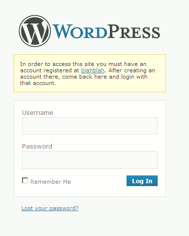 Example login warning message upon access to wp-login.php