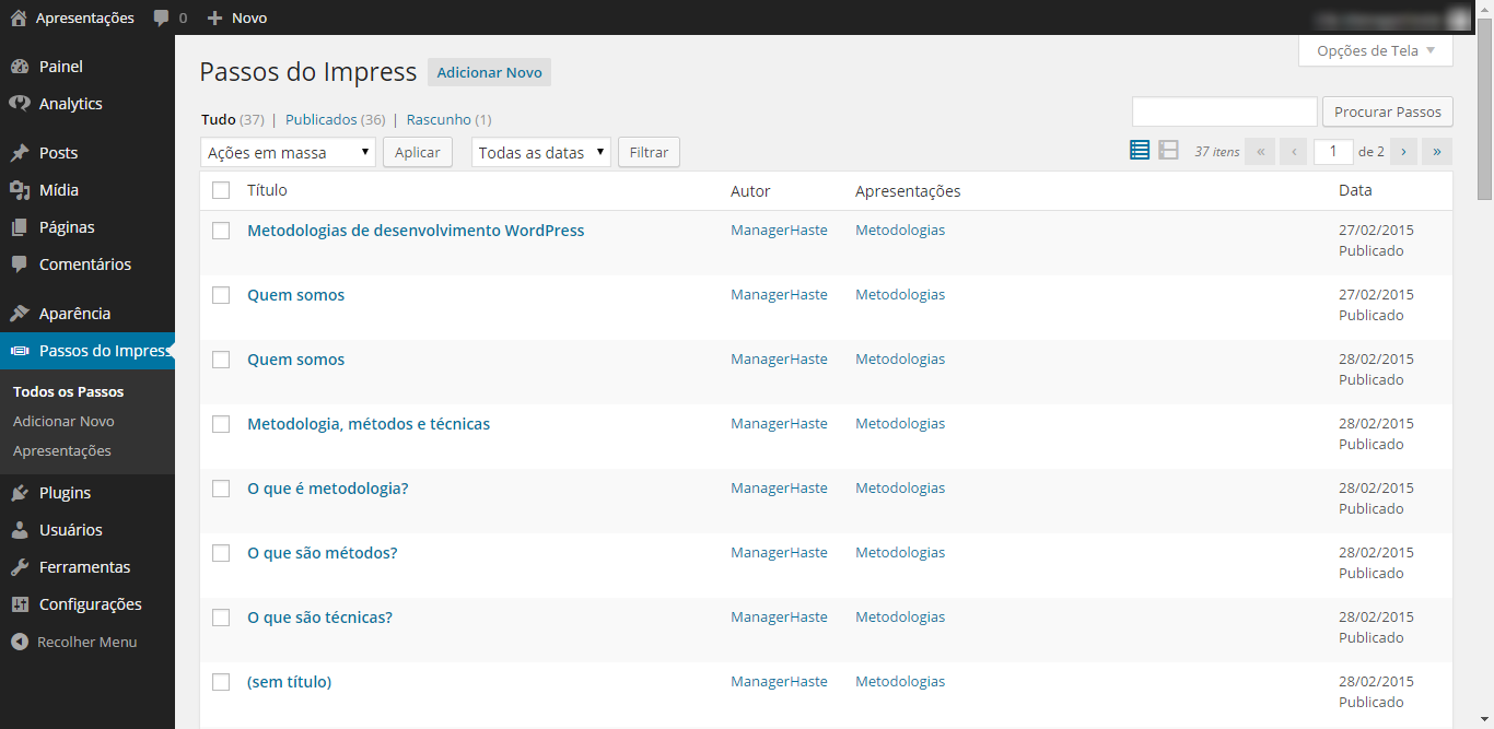 Custom Post Type 'Passos do Impress'