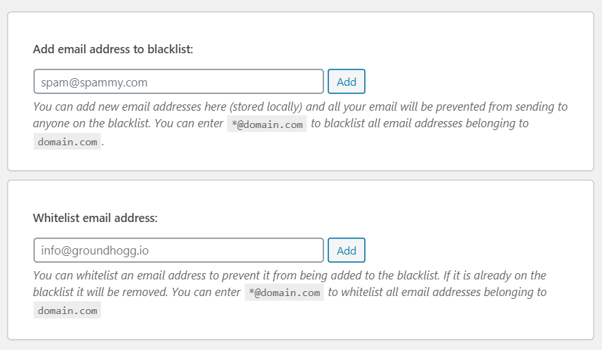 Prevent abusers from tarnishing your sender reputation by blacklisting offenders.