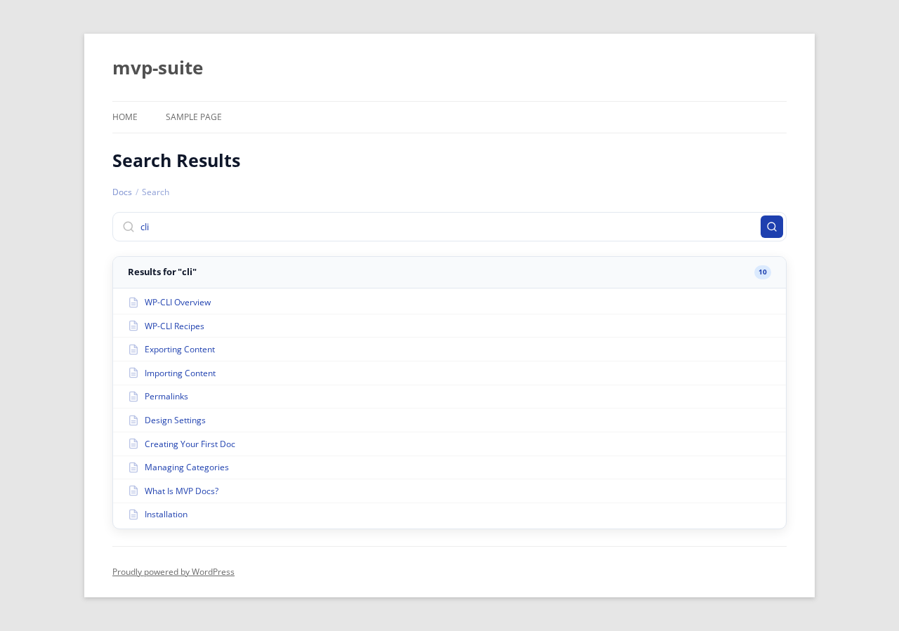 Search results page