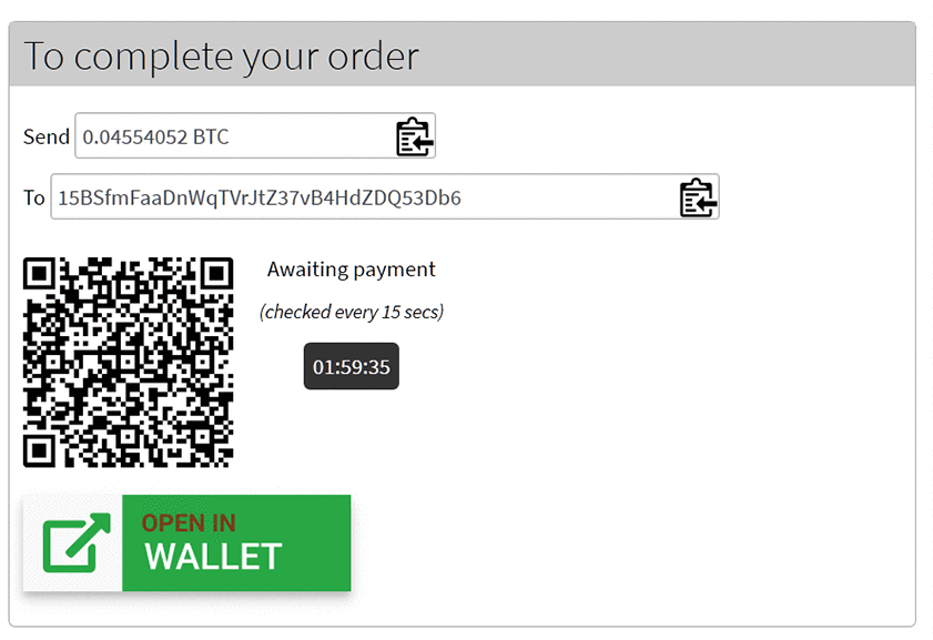Payment page