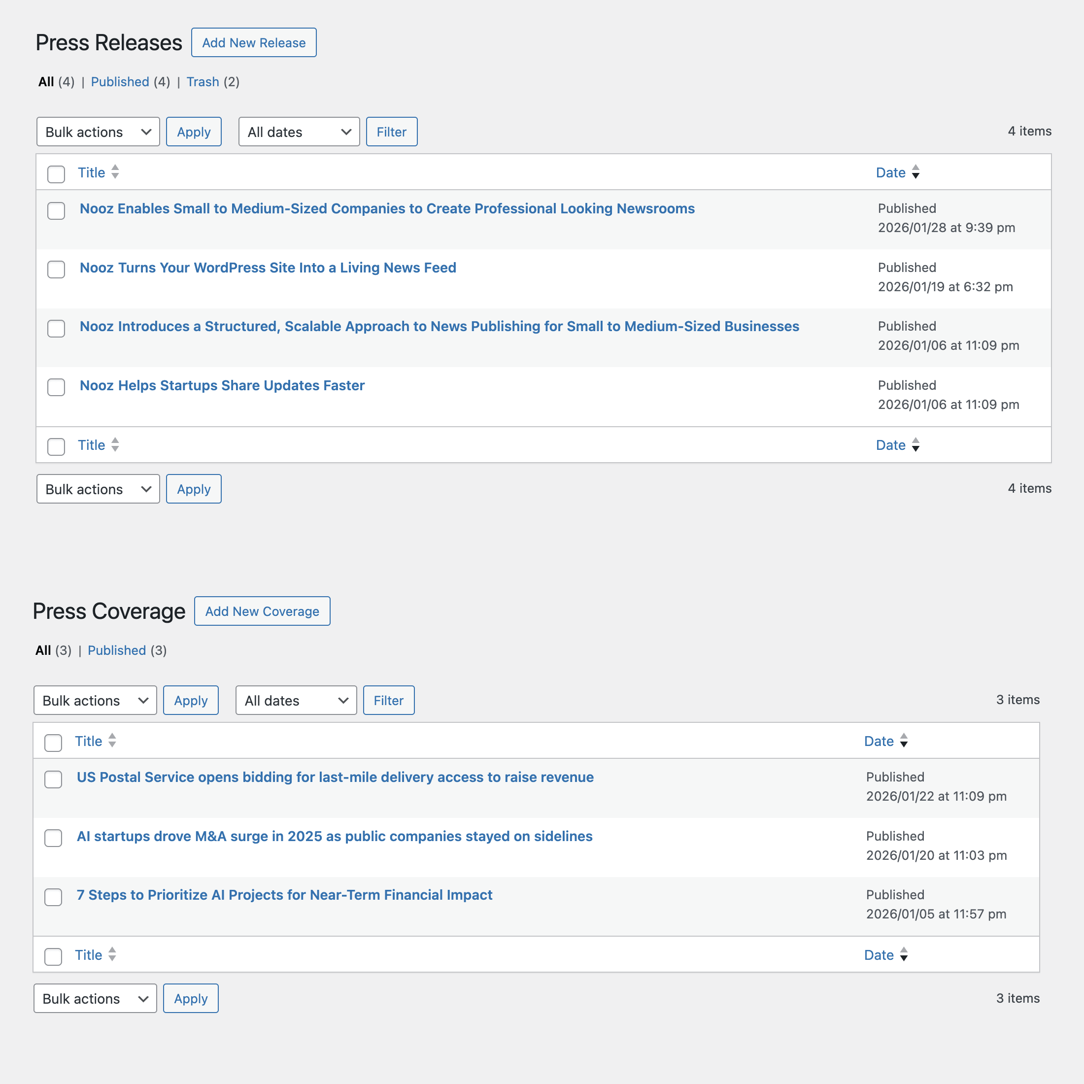 News landing page setup for you