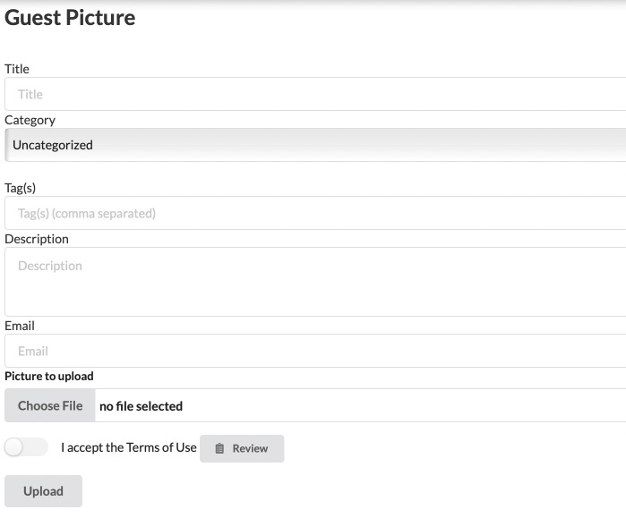 Guest picture upload form with Google reCAPTCHA v3 for visitors