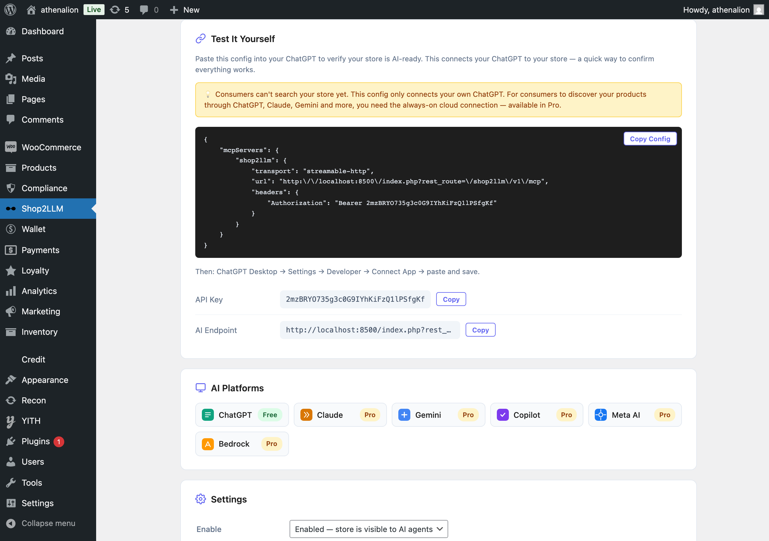 AI Connection Config โ copy-paste setup for ChatGPT with API key + endpoint