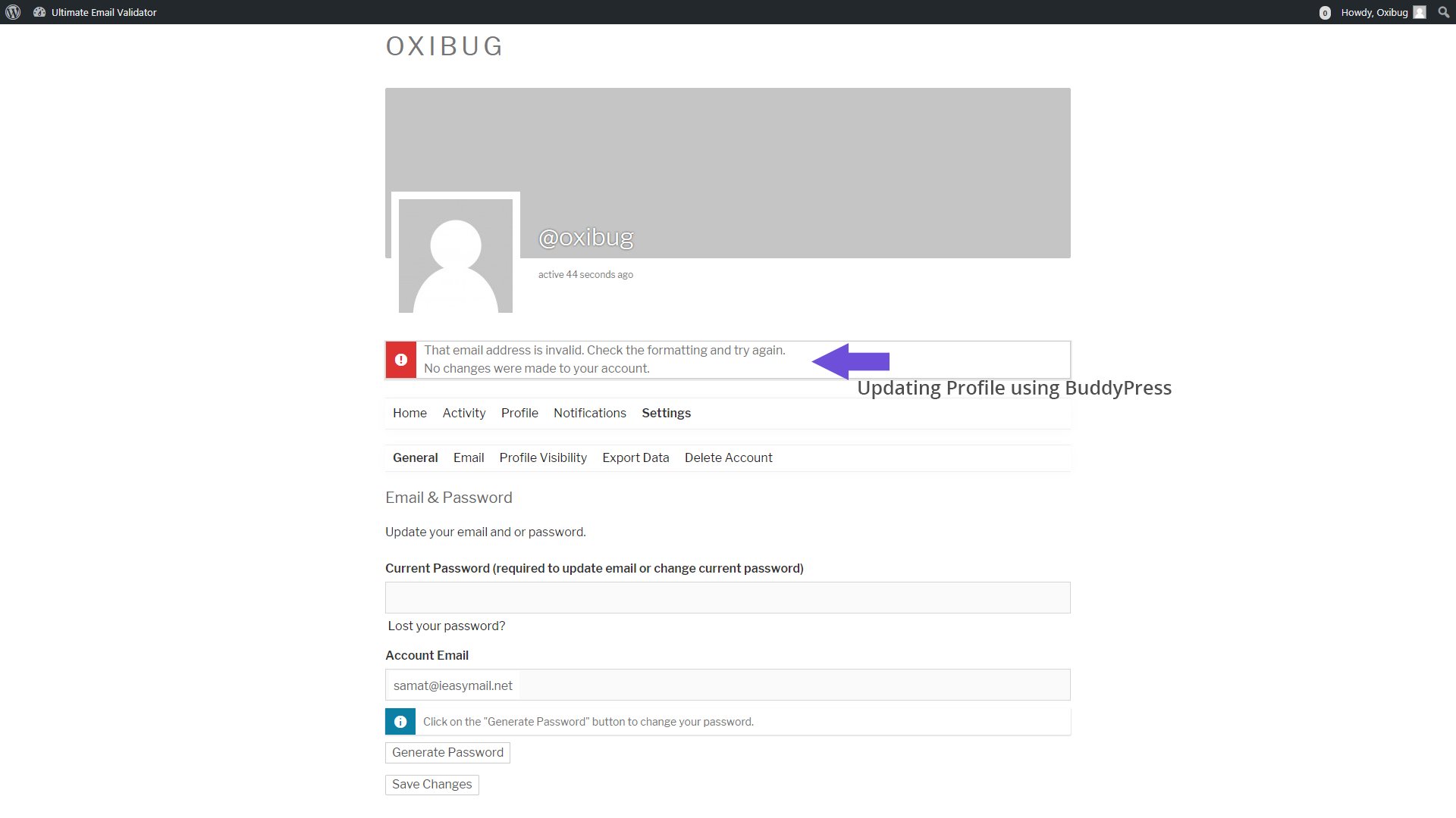 Updating User Profile using BuddyPress