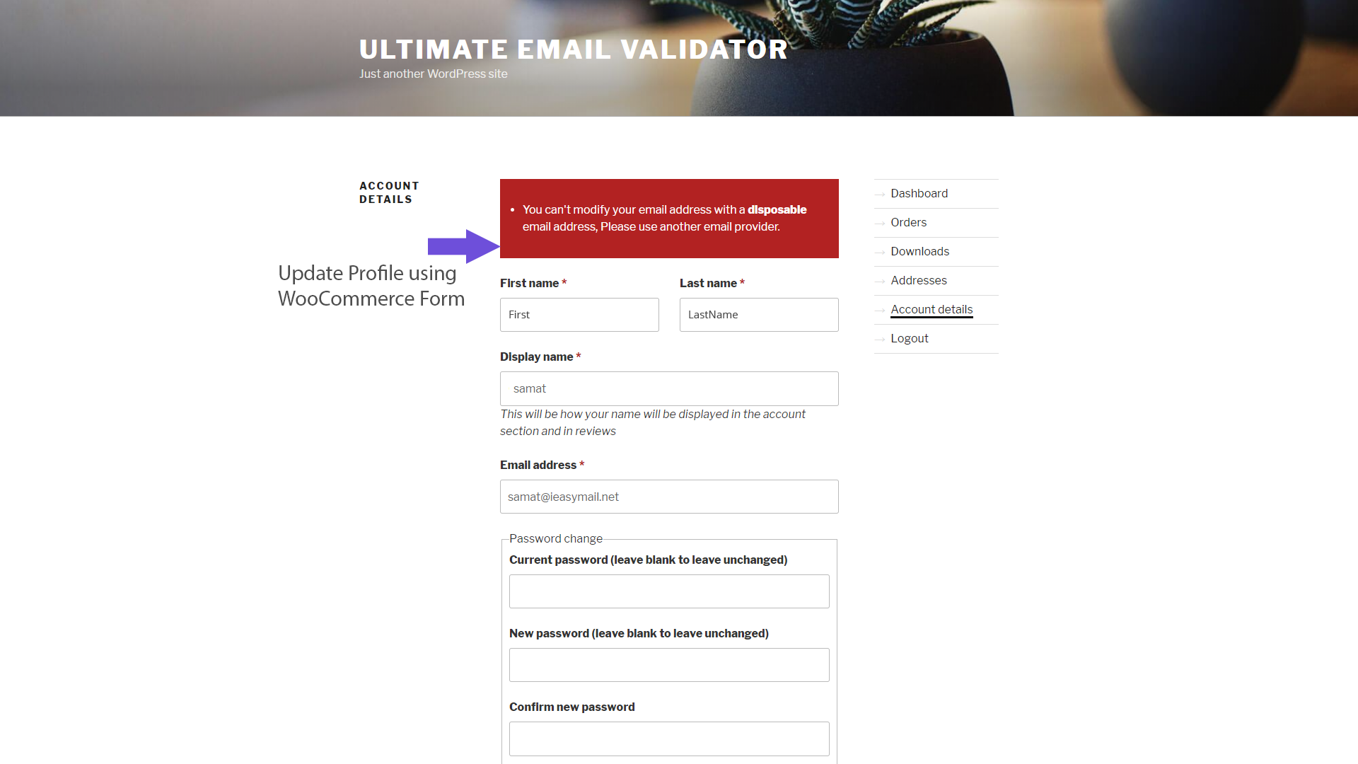 Updating User Profile using WooCommerce