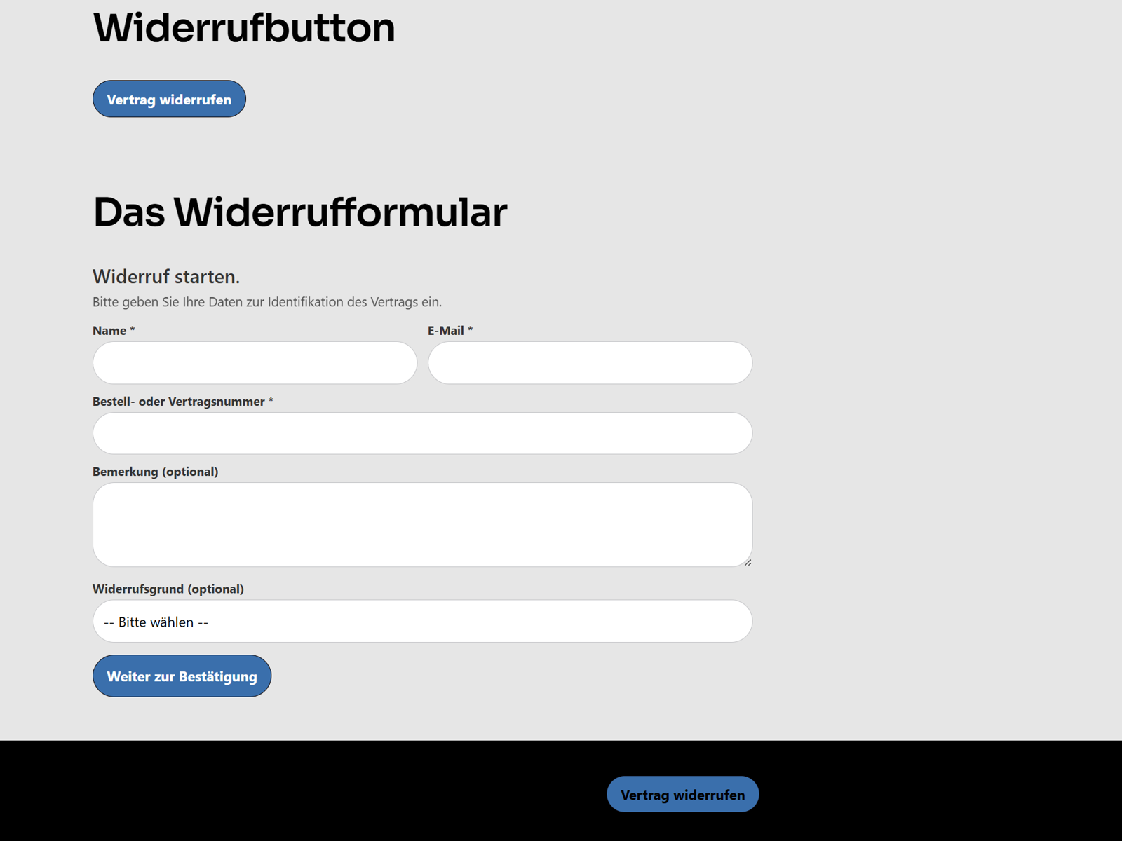 Withdrawal button in the frontend