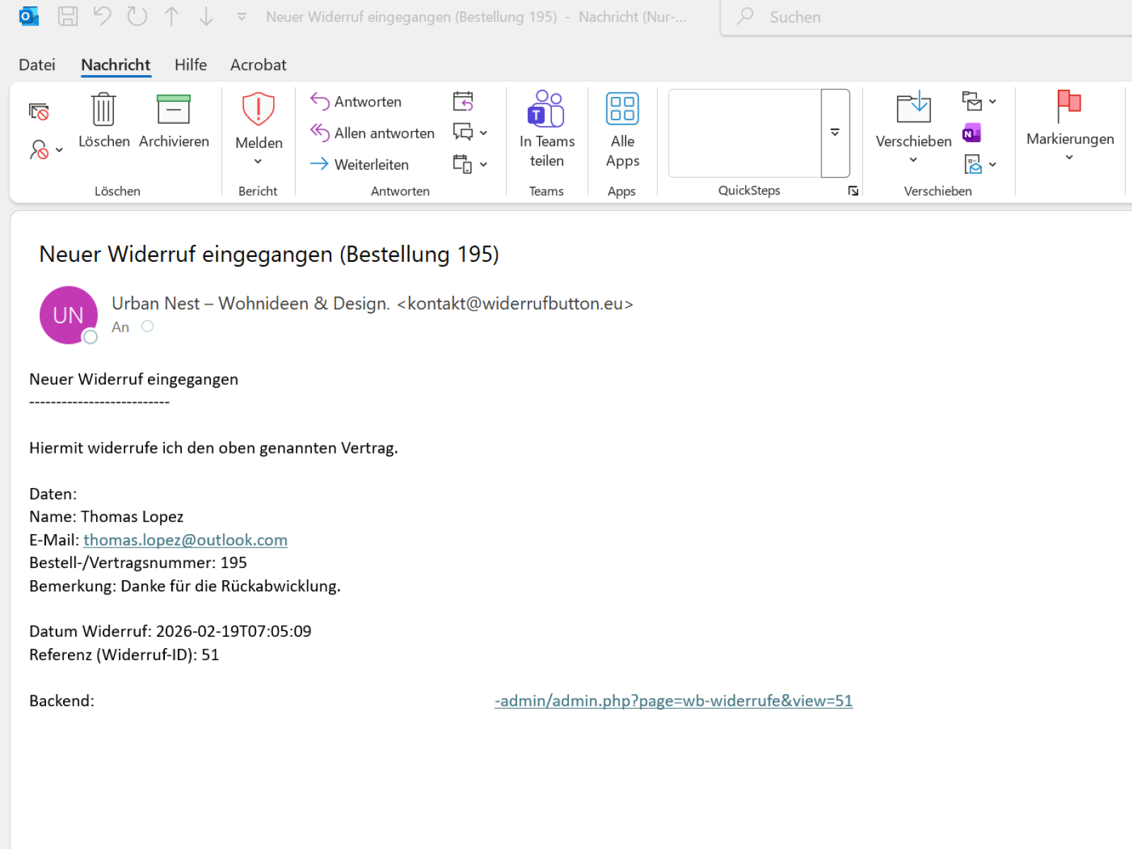 Confirmation emails for customer and merchant