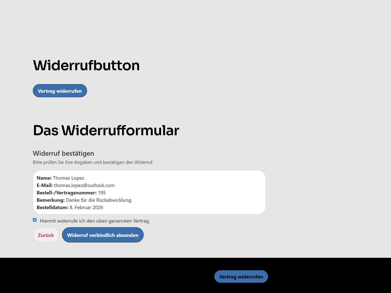 Withdrawal form – step 2