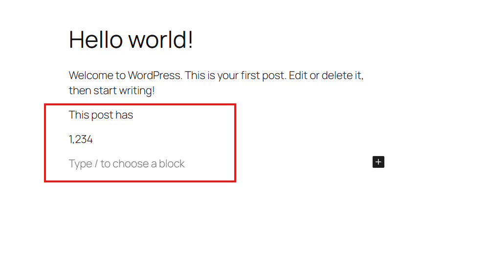 Frontend display of post views on a single blog post.