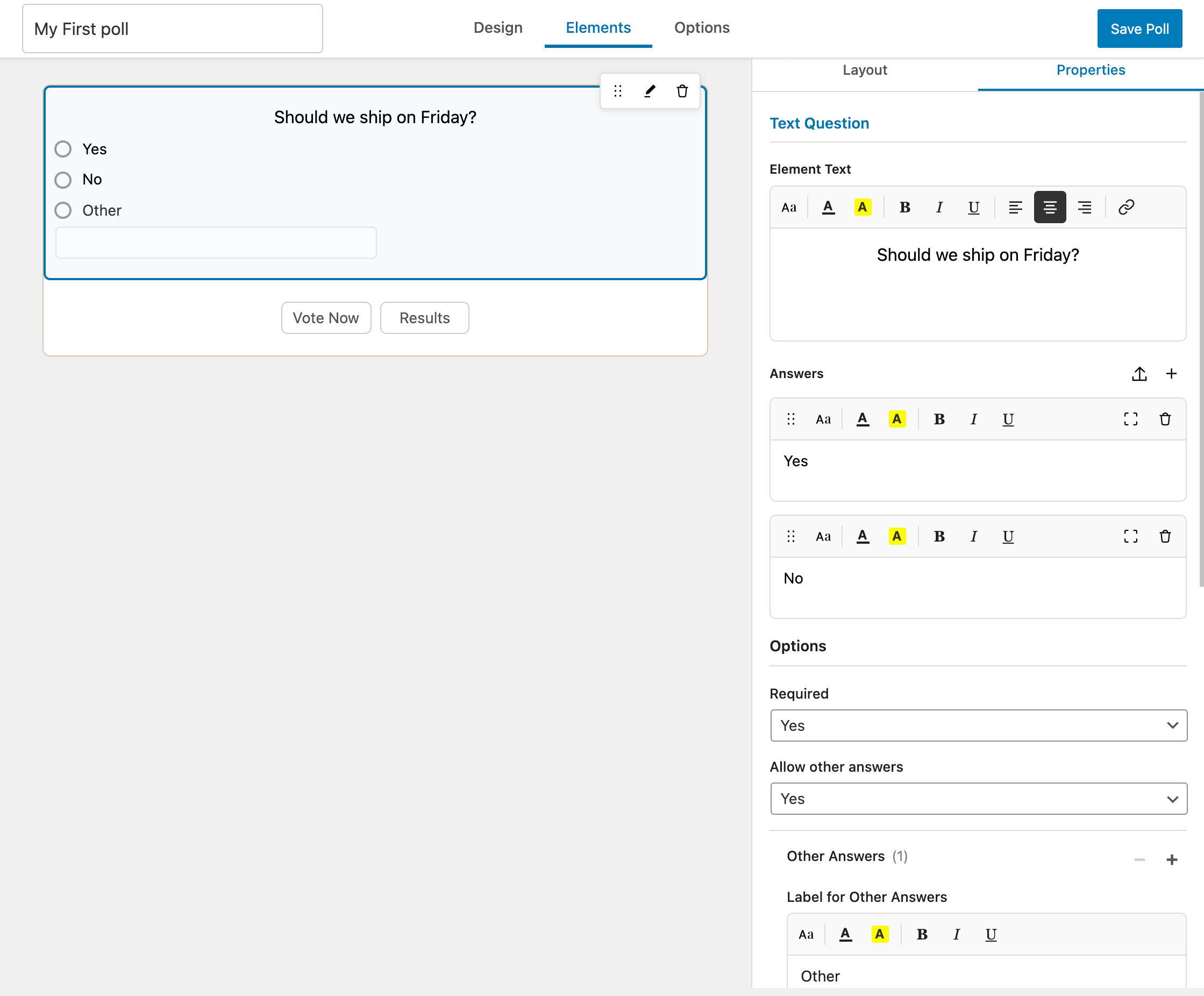 Add your question and answers with a real-time preview as you type