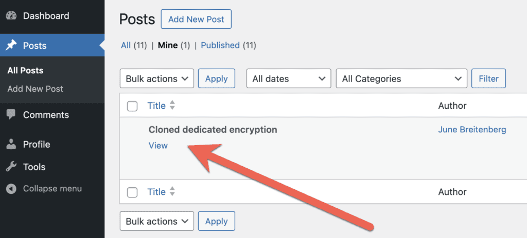 Post with no edit link.