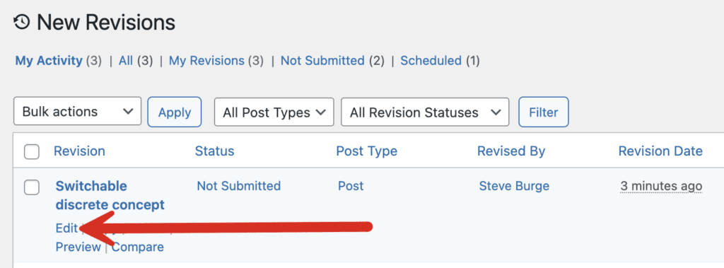 Edit link for Revisions