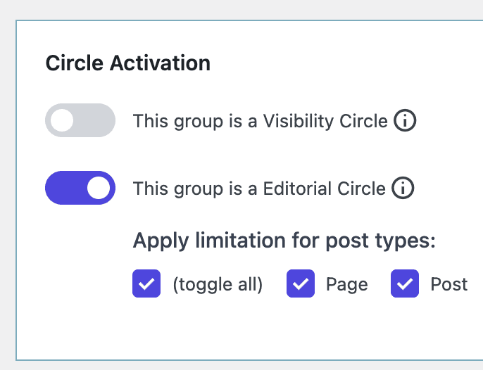 Editorial Circles for post types