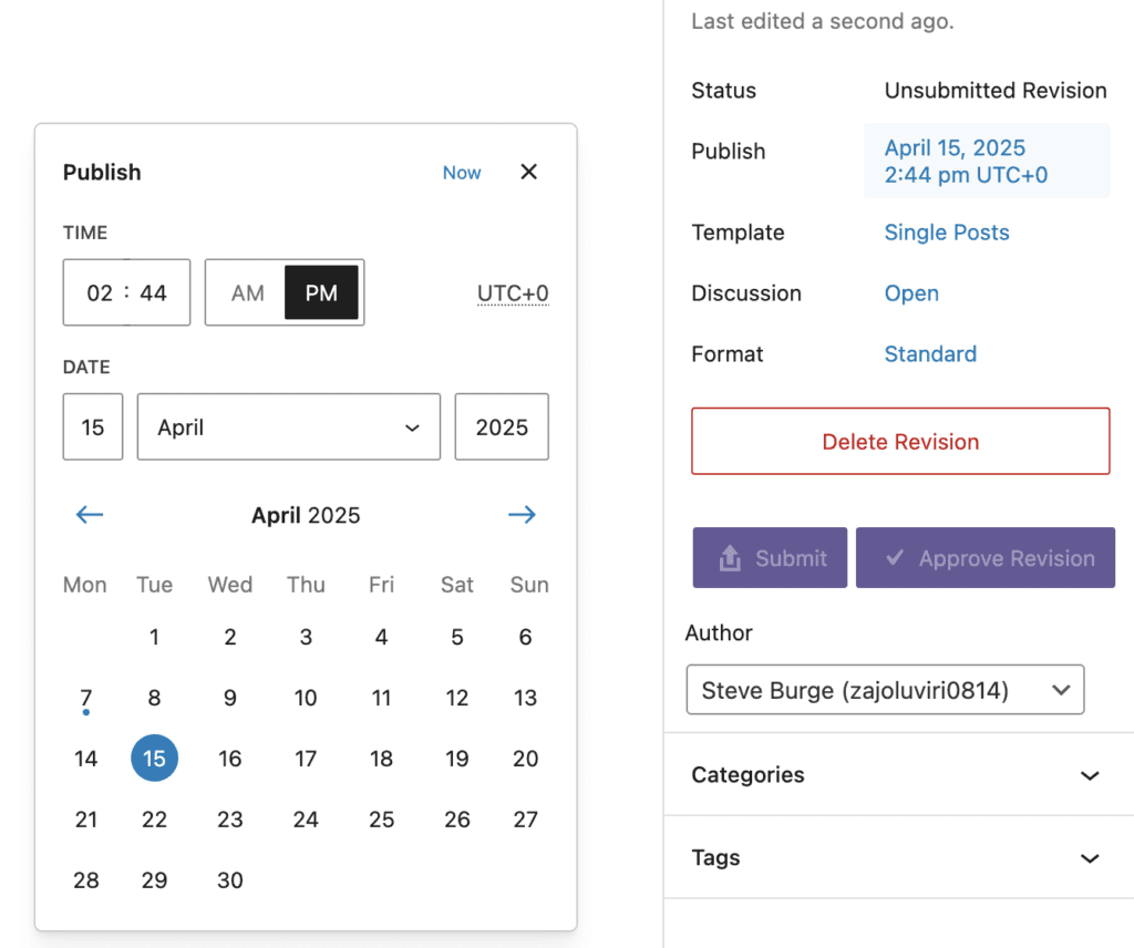 Scheduling a revision to go live