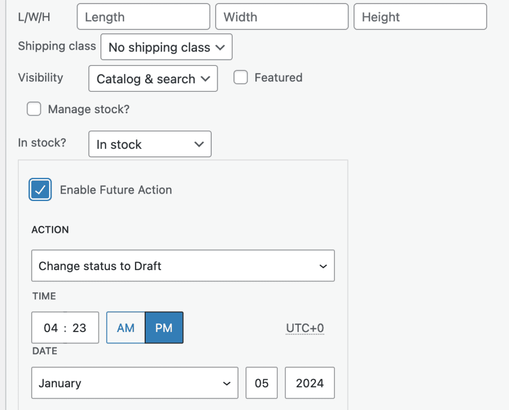 WooCommerce and PublishPress Future Quick Edit