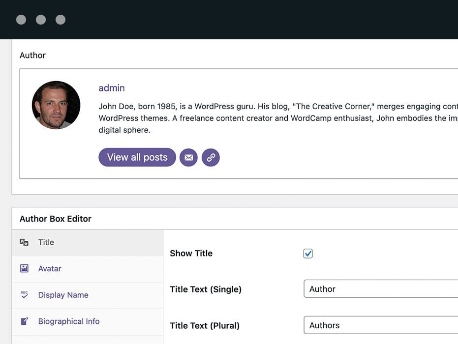 Custom layouts for author profiles
