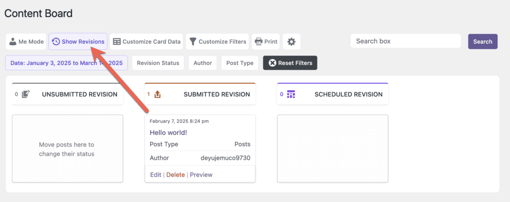 Content Board Revisions