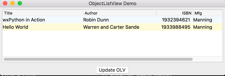 Использование ObjectListView вместо ListCtrl - wxPython #35