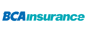 Logo BCA Insurance menampilkan nama perusahaan dengan warna biru yang cerah. Ini digunakan sebagai identitas dalam sektor asuransi di Indonesia.