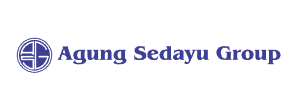 Logo berwarna biru menunjukkan nama