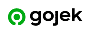 Logo Gojek terlihat jelas dengan kombinasi warna hijau dan hitam, mewakili layanan transportasi dan pengantaran di Indonesia.