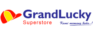 Logo GrandLucky Superstore dengan warna cerah menonjolkan nama brand. Dikenal untuk belanja barang sehari-hari dengan kualitas baik.