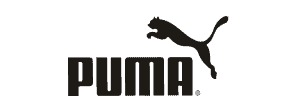 Logo Puma menampilkan seekor puma melompat, diiringi dengan nama