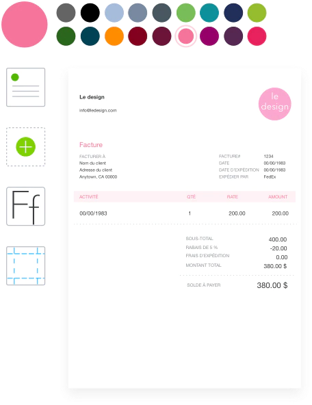 Custom business invoice created with accounting software