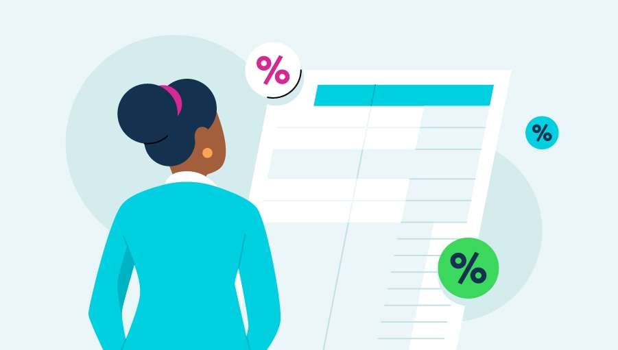 An illustration depicts a small business owner reviewing payroll withholding during the payroll process.