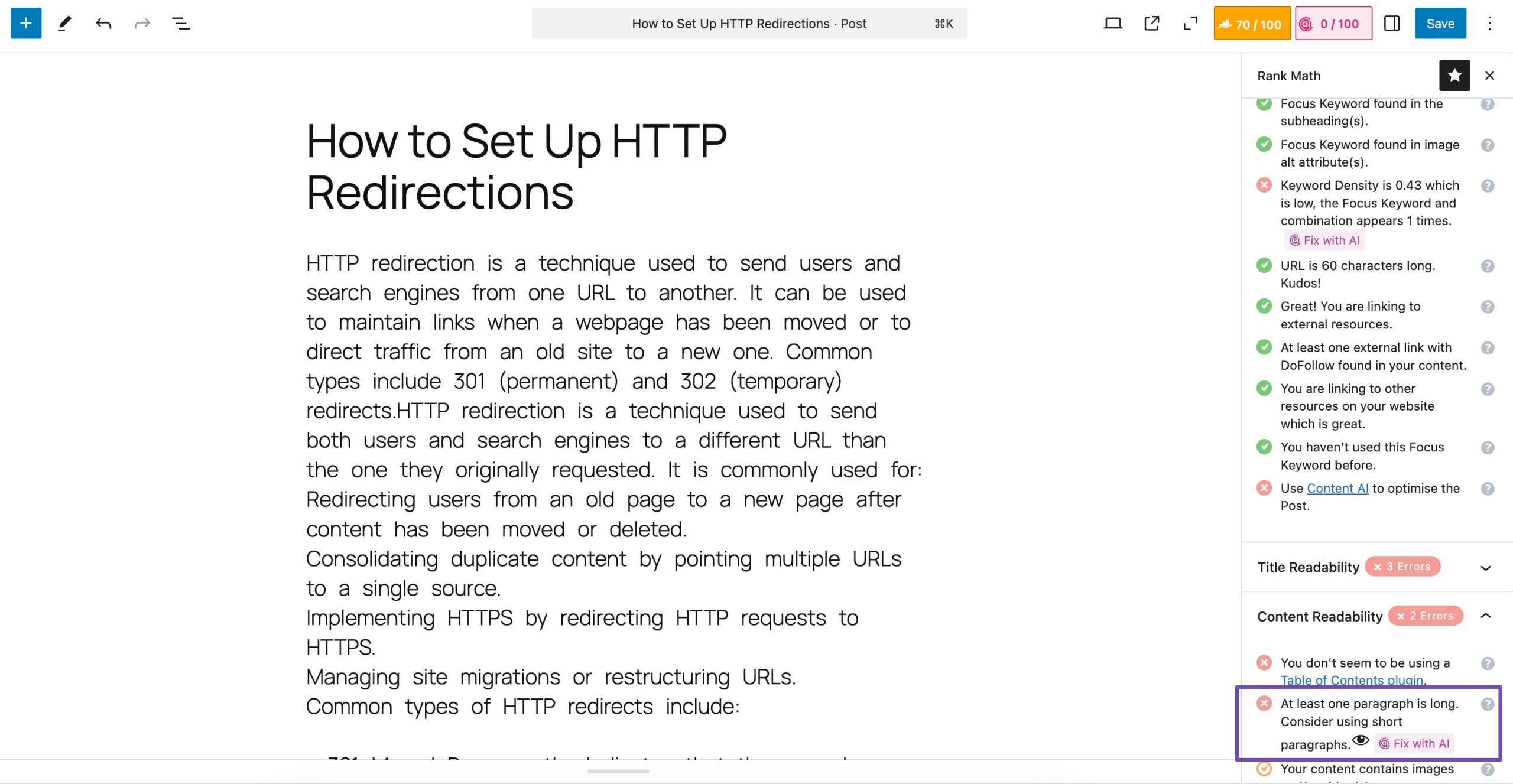 Short paragraph test
