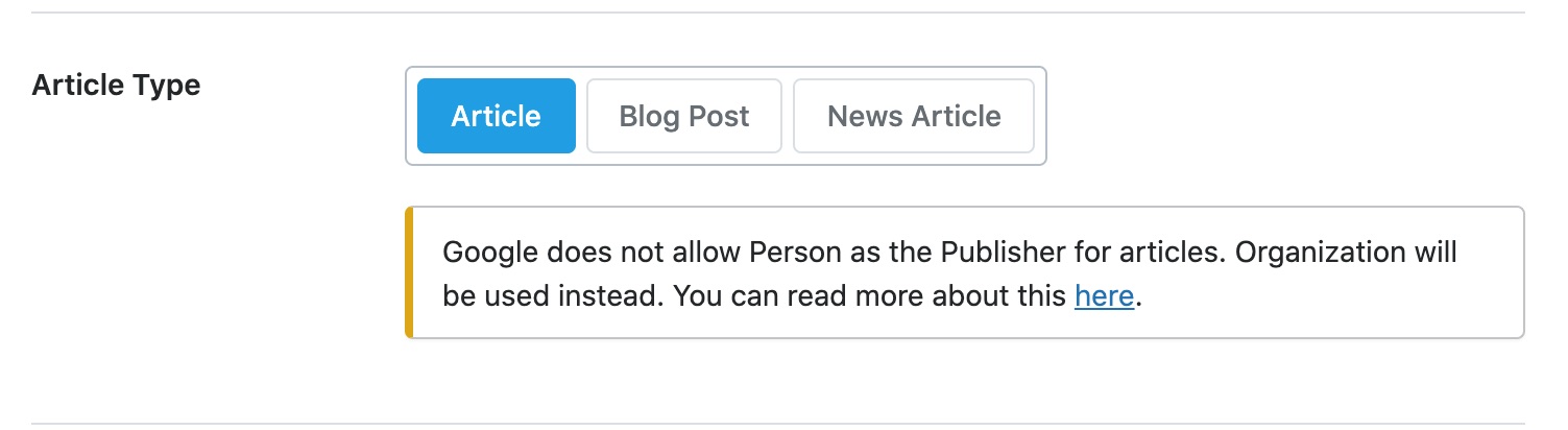 Article Type error notice
