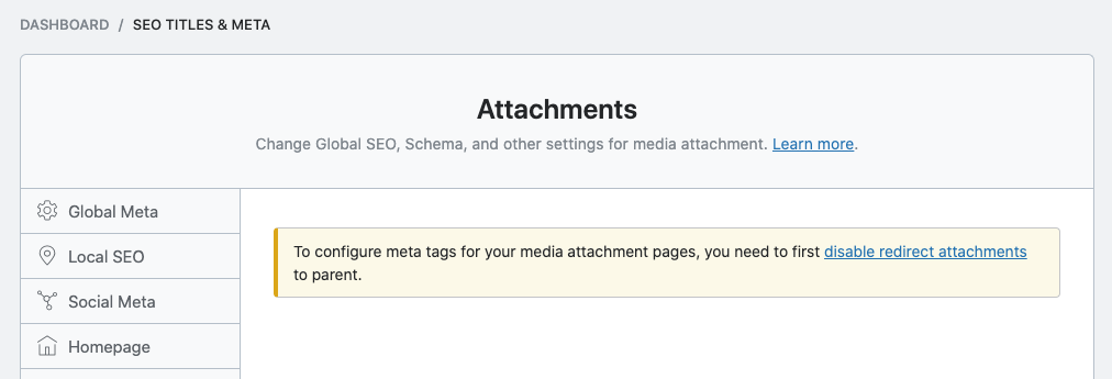 Warning to configure Attachments