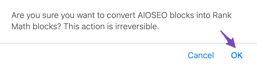 click Ok in the confirmation message