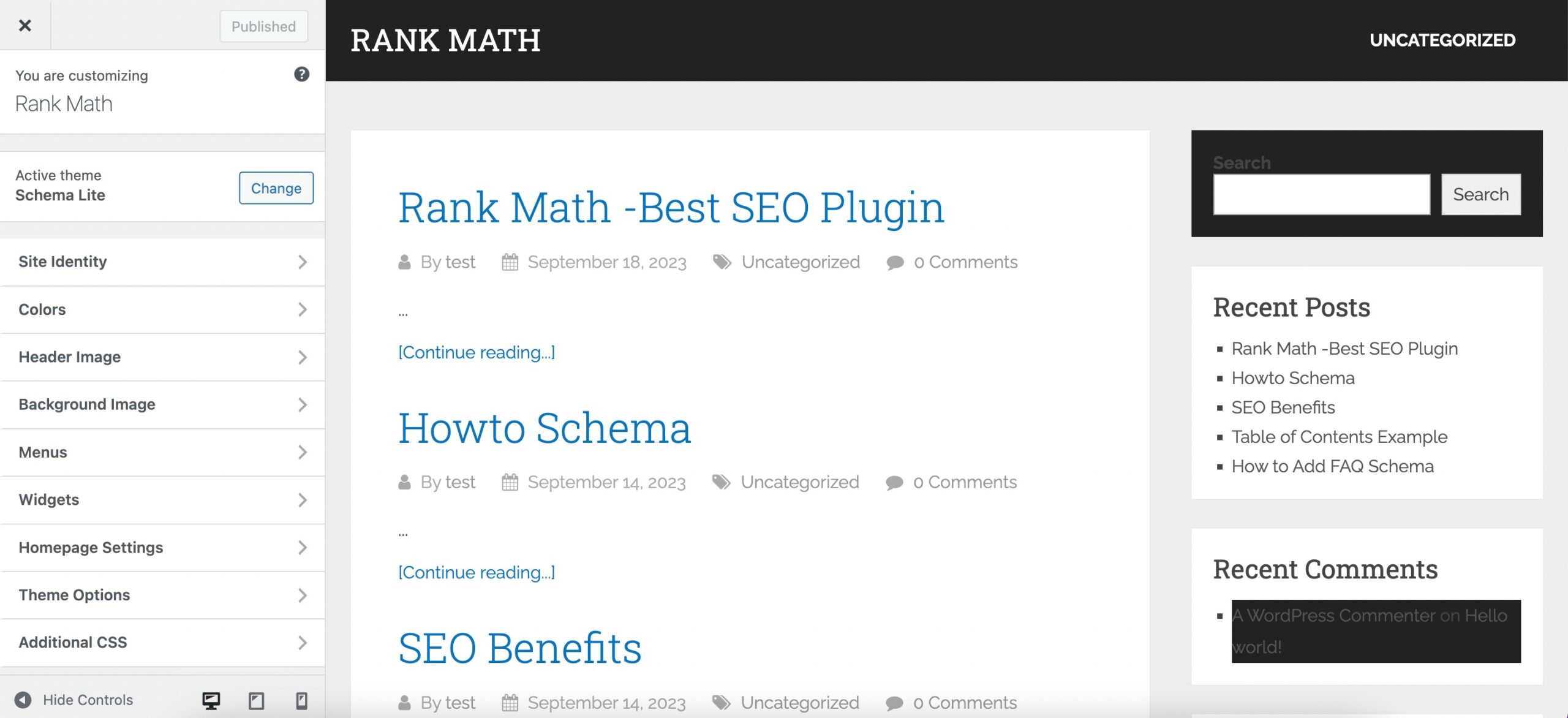 Customizer interface Customizer Interface