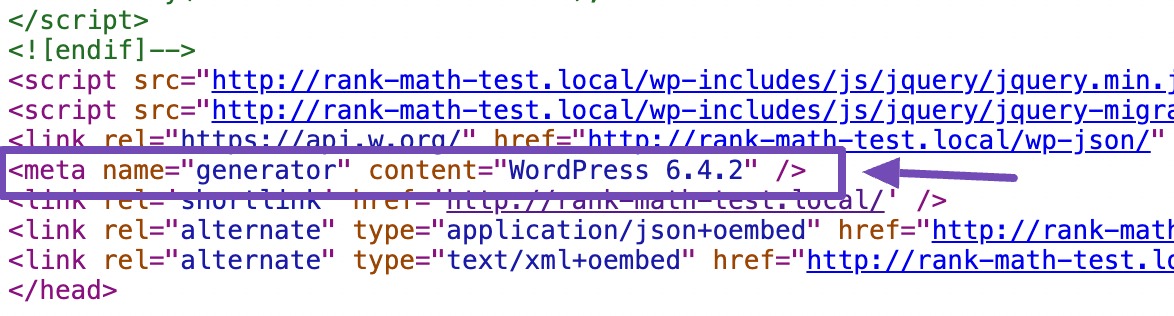WordPress version number