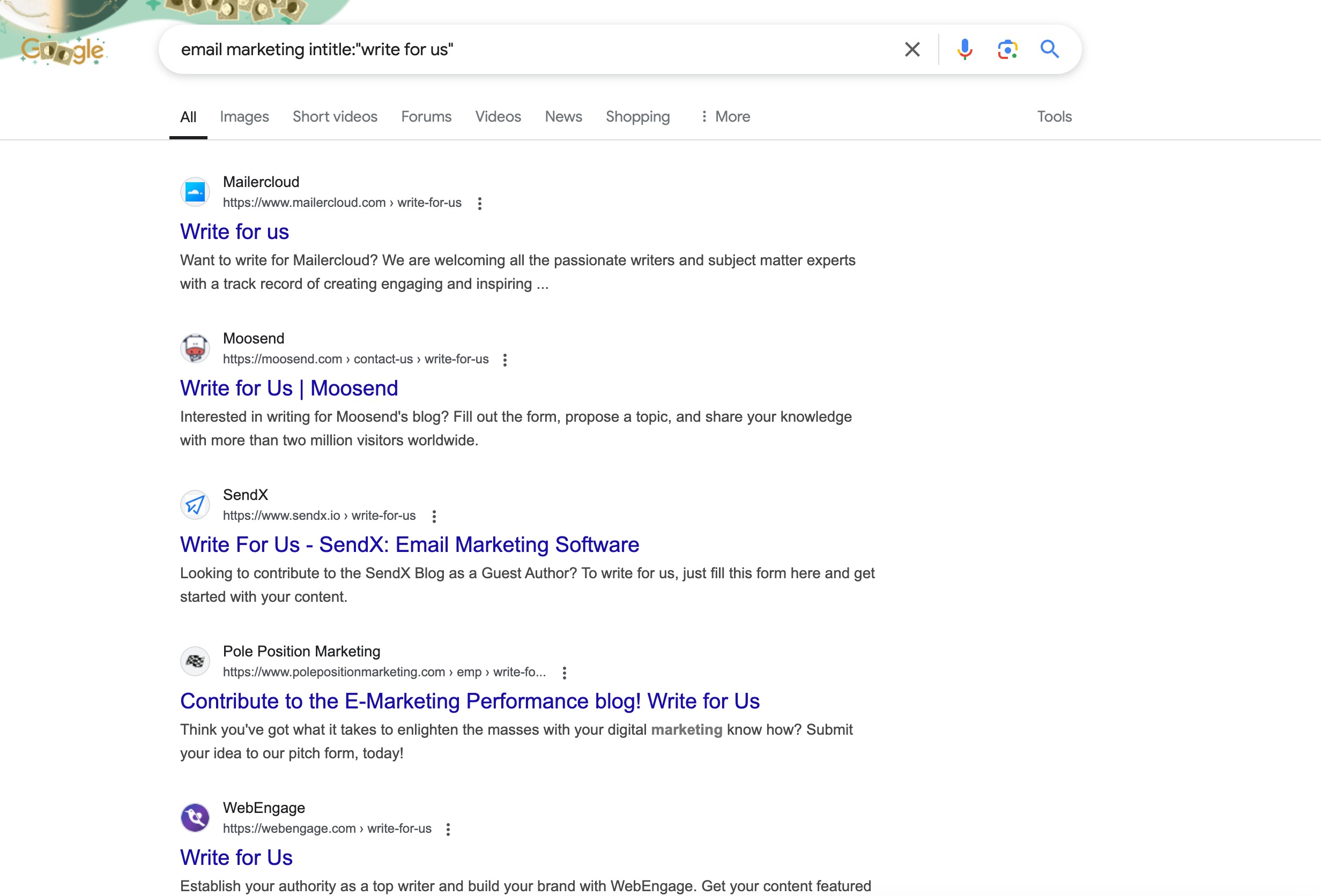 Advanced operator to find guest posts