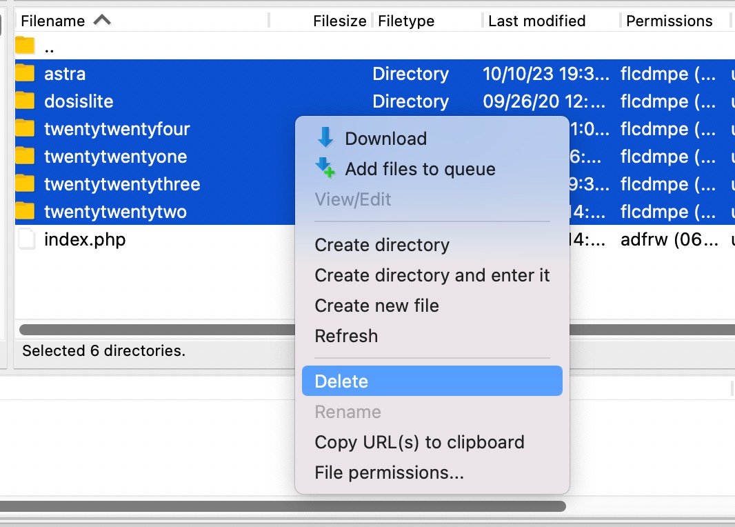 delete the theme folders