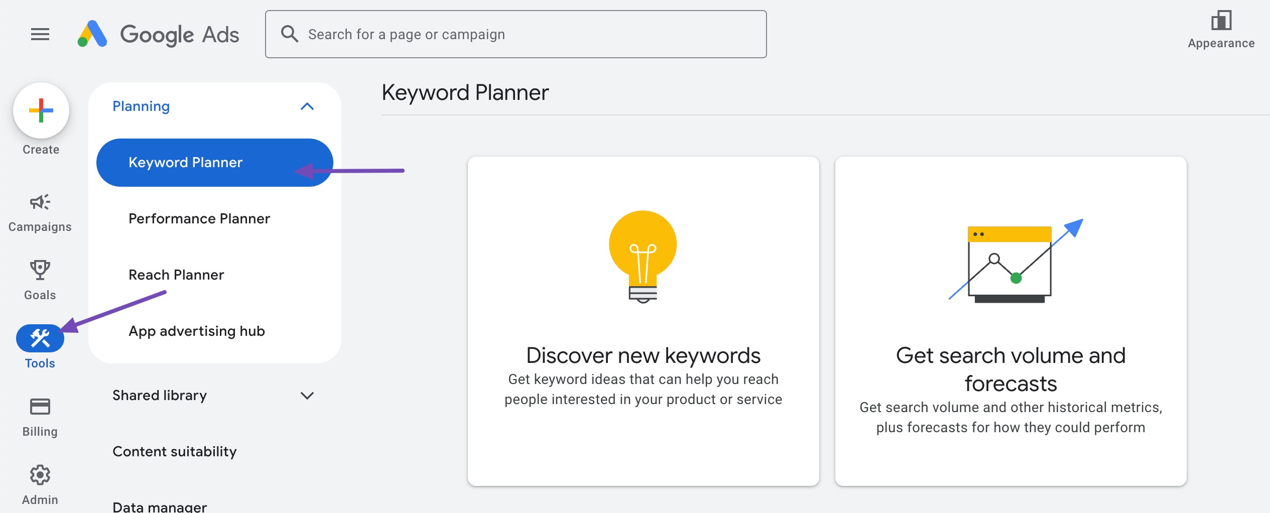 Google Keyword Planner for keyword research