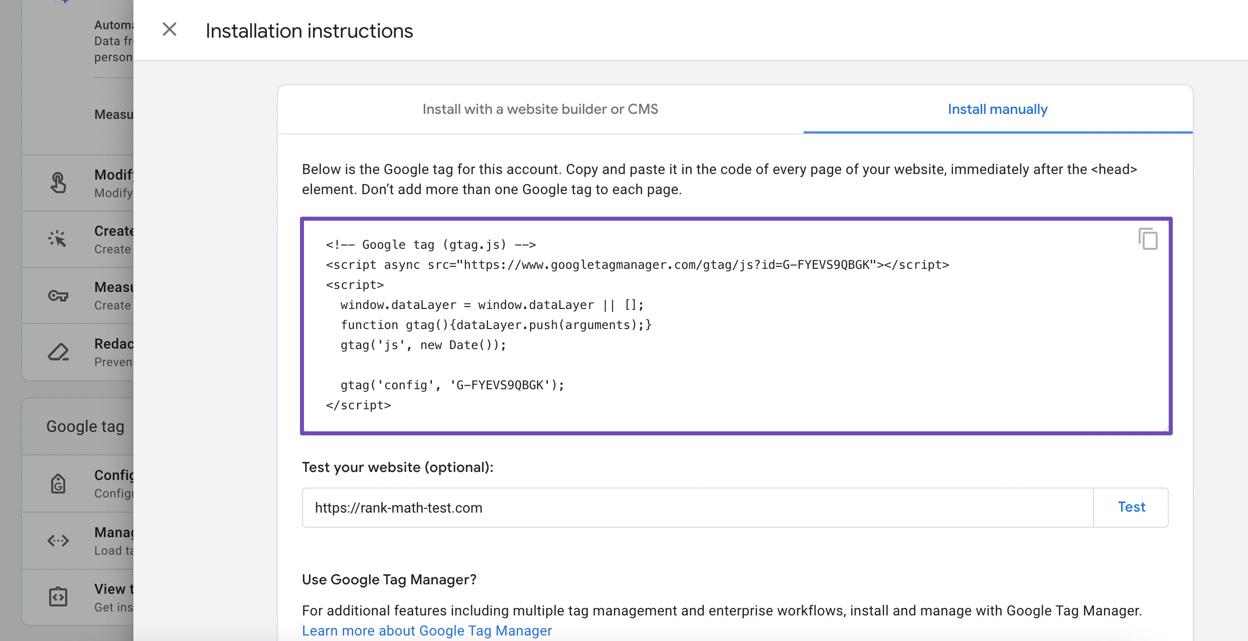 Copy the tracking code