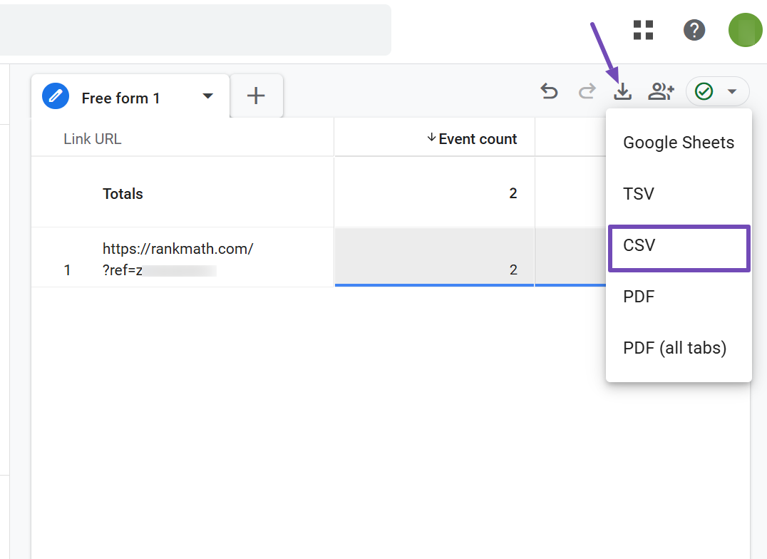 export reports as CSV file in GA4