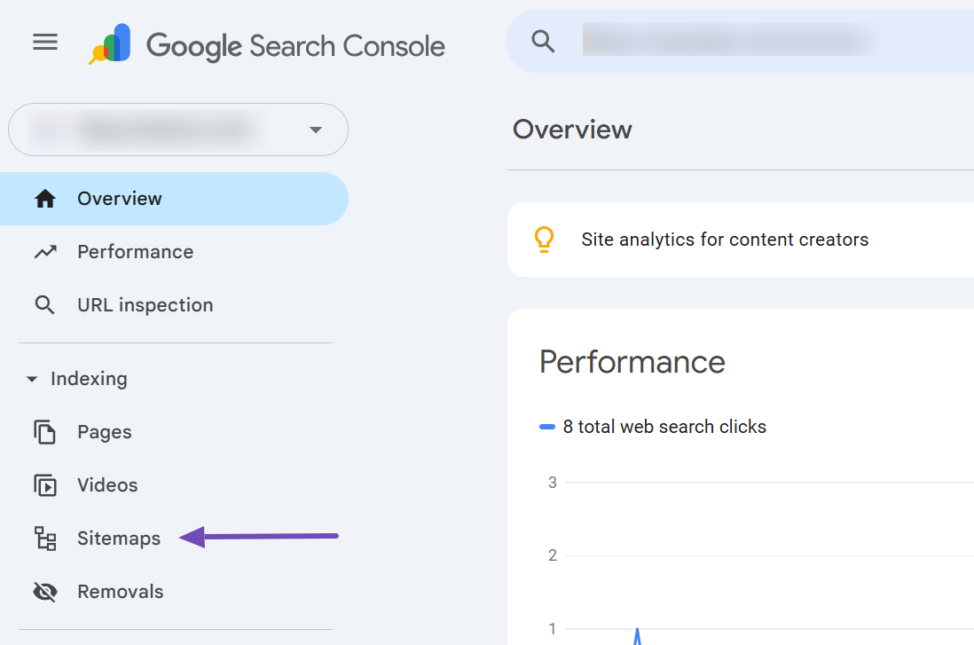 Access Sitemaps in Google Search Console