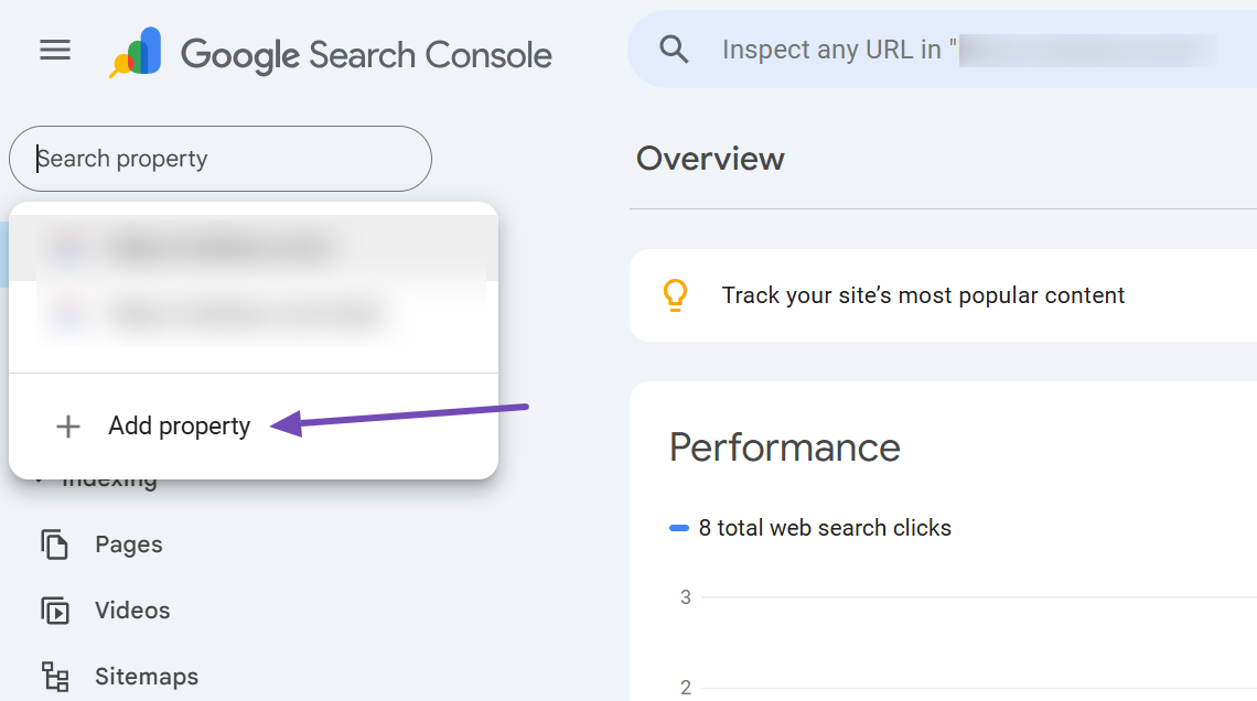 Add Property in Google Search Console