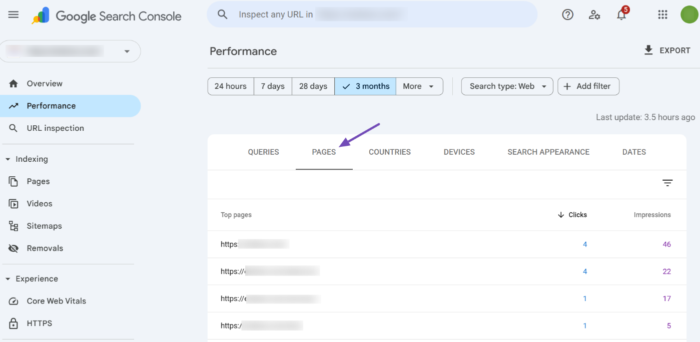 Pages Google Search Console