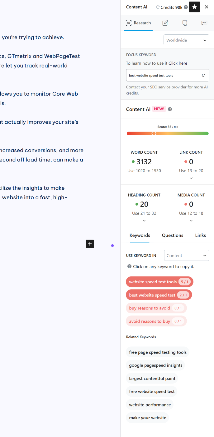 optimize posts with Content AI