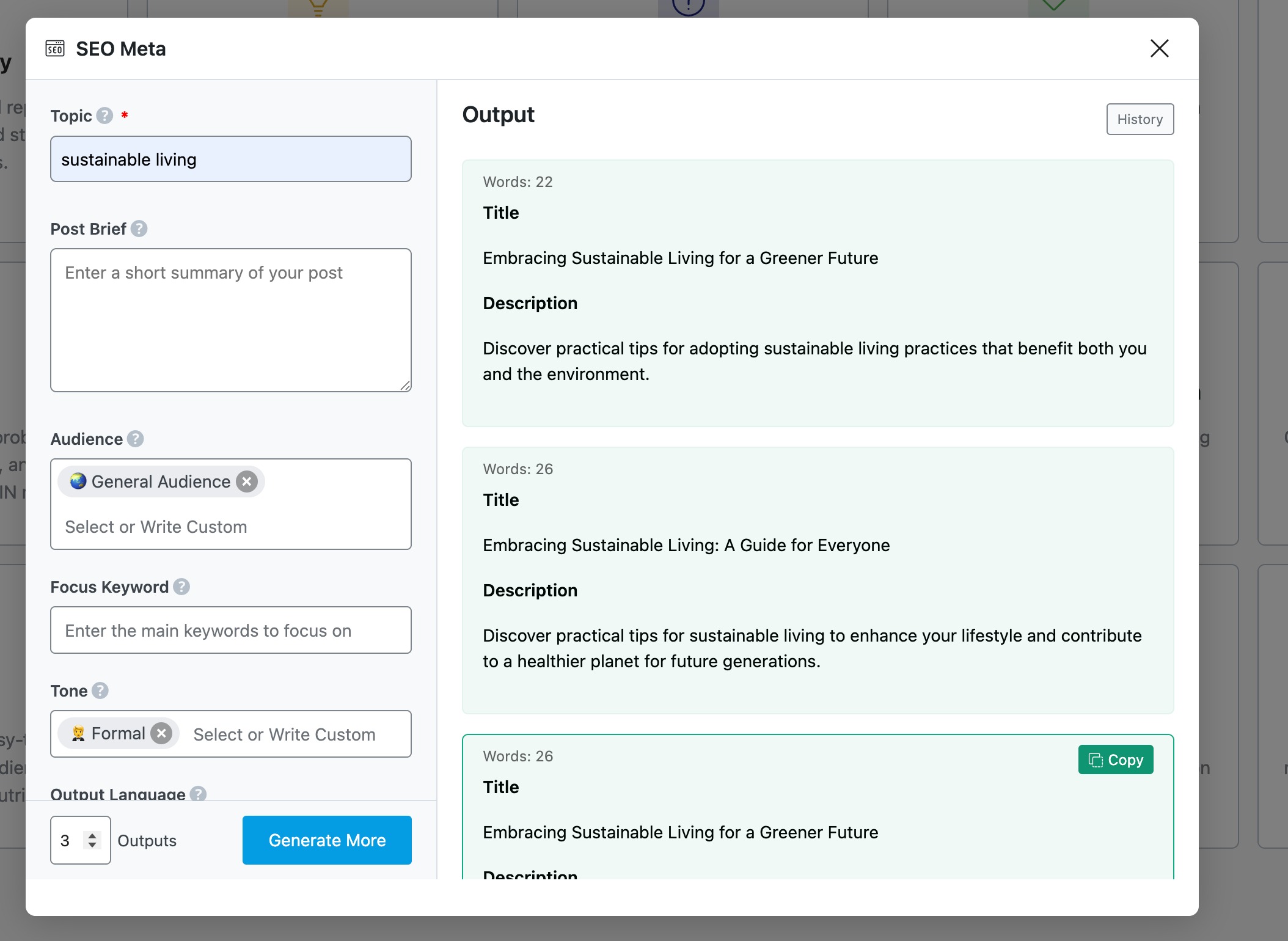 SEO Meta AI tool in Rank Math