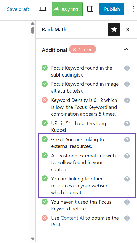 Rank Math as link building tool