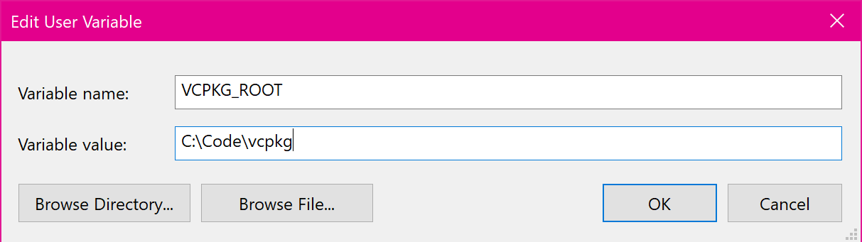 Setting the VCPKG_ROOT environment variable